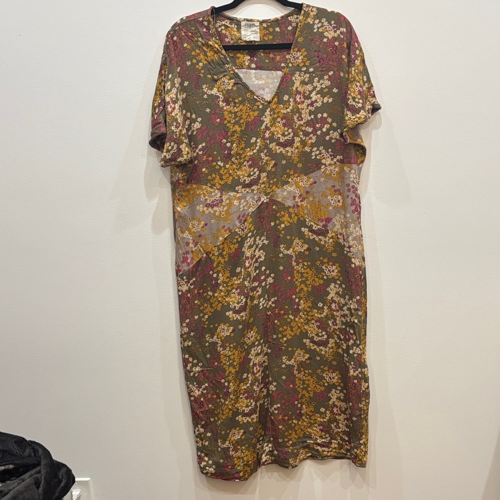 Anthropologie Autumn Floral V-Neck Midi Dress
